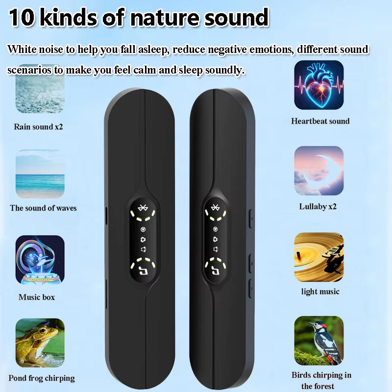 Under Pillow Bone Conduction Bluetooth Speaker White Noise Sleep Aid Soundbar with LED Display TF Card Slot Support Timed Off