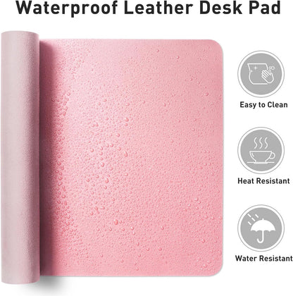 Leather Desk Pad Protector,Mouse Pad,Office Desk Mat, Non-Slip PU Leather Desk Blotter,Laptop Desk Pad,Waterproof Desk Writing Pad for Office and Home (31.5" X 15.7", Fairy Pink)