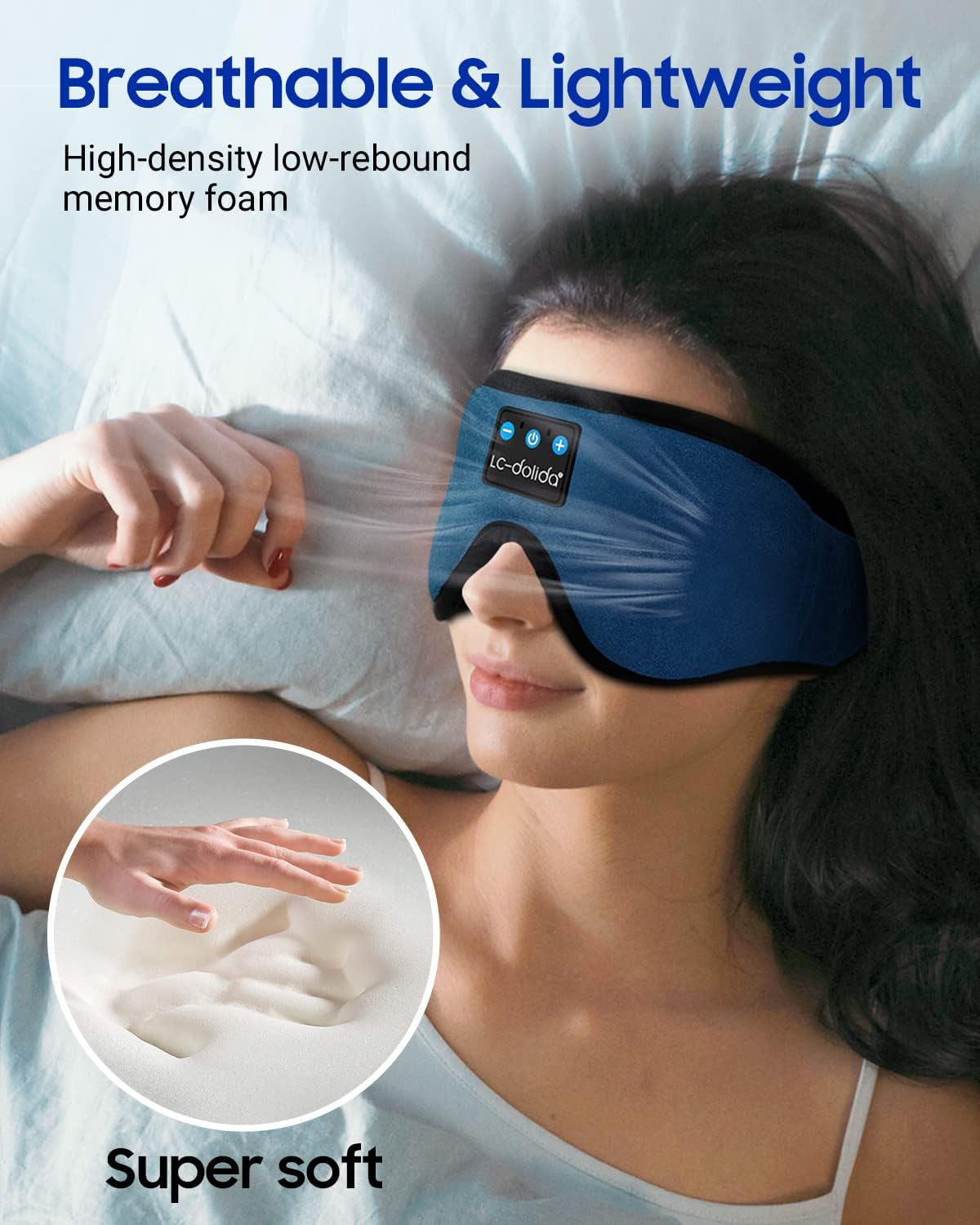 Sleeping Headphones Eye Mask, Sleep Mask with Bluetooth Headphones 3D Eye Mask Wireless Music Cotton Sleep Cover for Side Sleepers Nap Insomnia Air Travel Meditation Gifts for Unisex