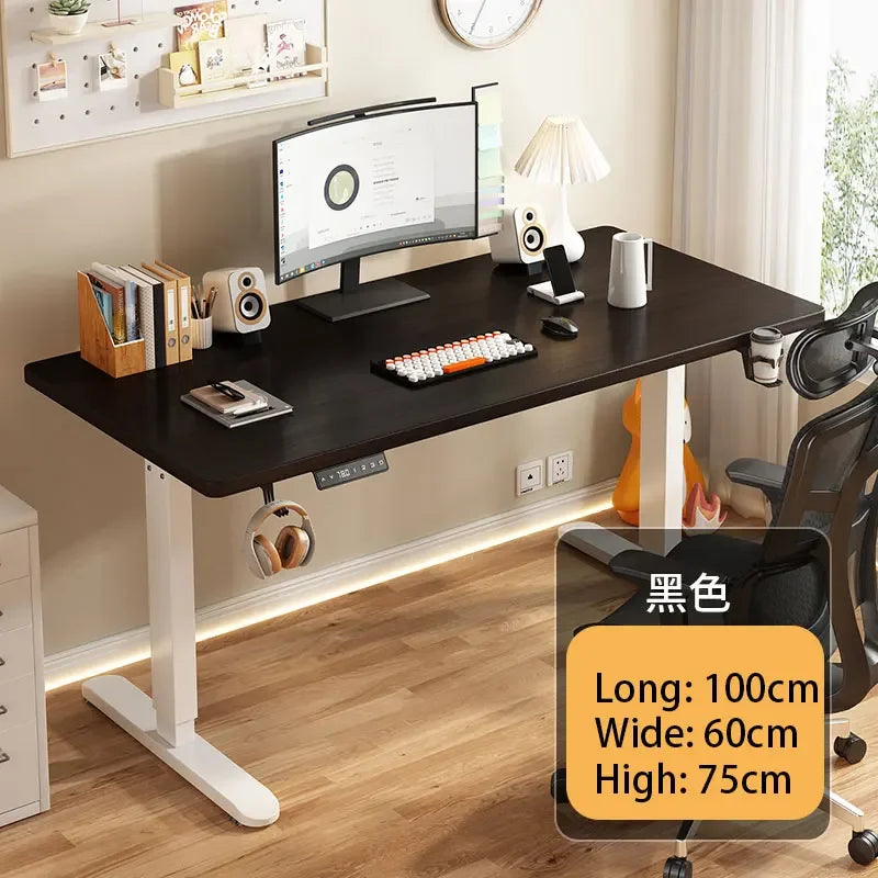 Electric Height Adjustment Computer Desks Solid Wood Computer Table  Adjustable Lift Esports Desk Home Learning Office Table