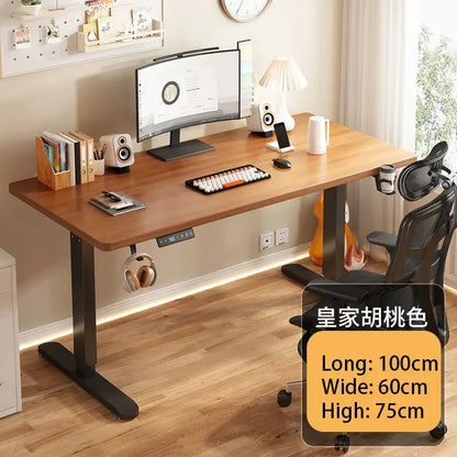 Electric Height Adjustment Computer Desks Solid Wood Computer Table  Adjustable Lift Esports Desk Home Learning Office Table