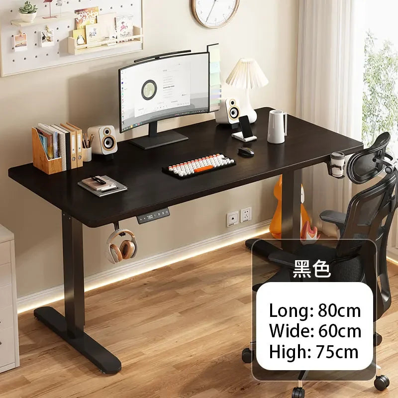 Electric Height Adjustment Computer Desks Solid Wood Computer Table  Adjustable Lift Esports Desk Home Learning Office Table