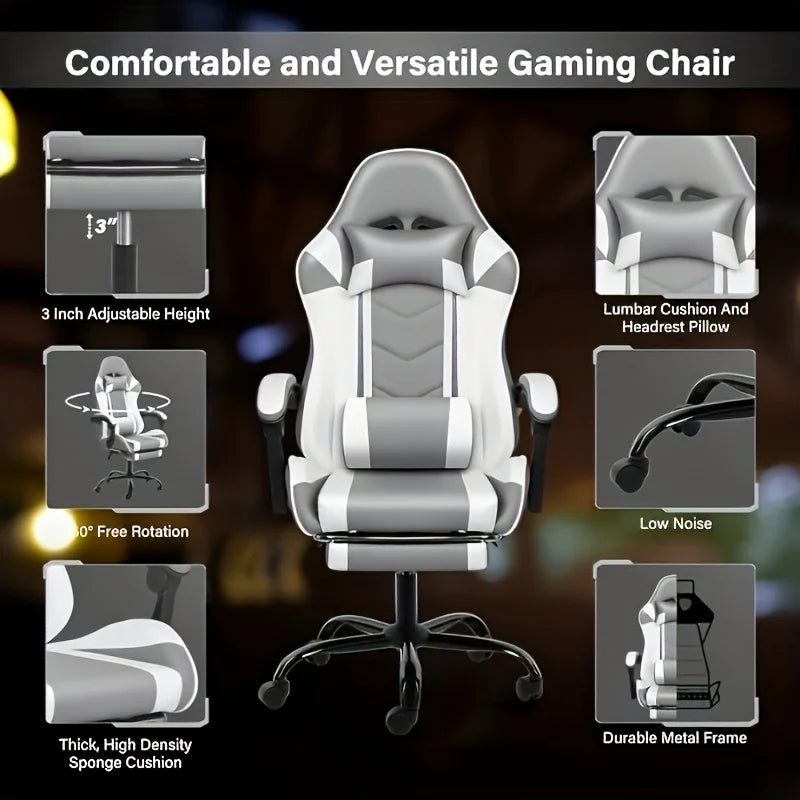 Simple Deluxe Gaming Chair With Footrest, Big And Tall Gamer Chair, Racing Style Adjustable Swivel Office Chair