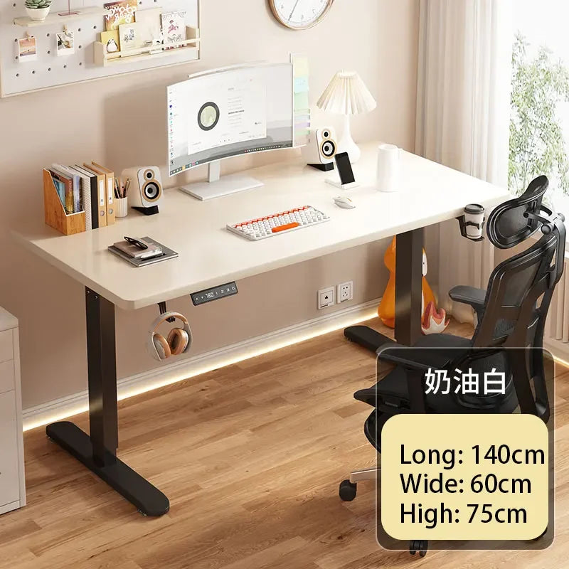 Electric Height Adjustment Computer Desks Solid Wood Computer Table  Adjustable Lift Esports Desk Home Learning Office Table