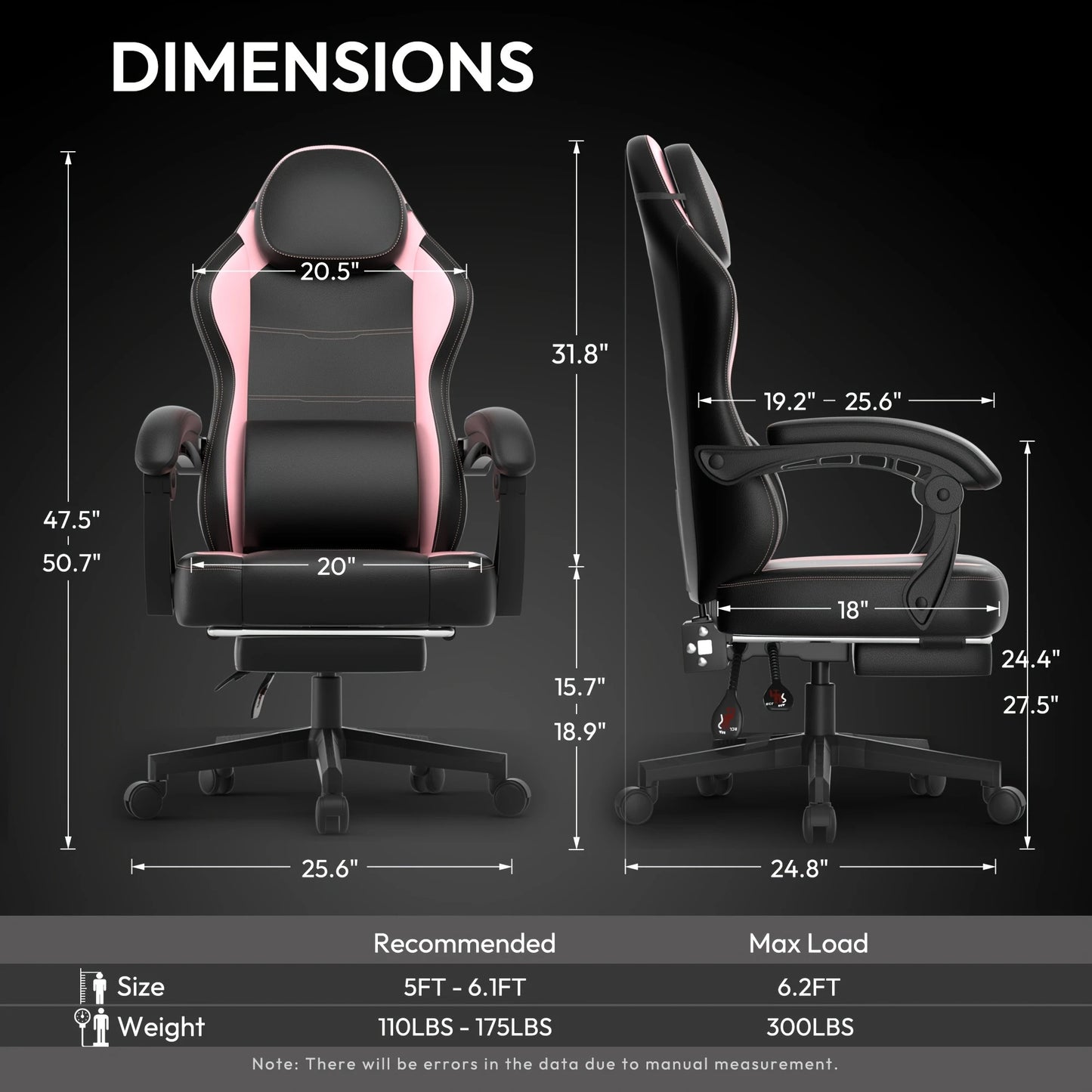 Gaming Chair With Pocket Spring Cushion, Ergonomic Game Chair With Massage Lumbar Support And Footrest For Adults