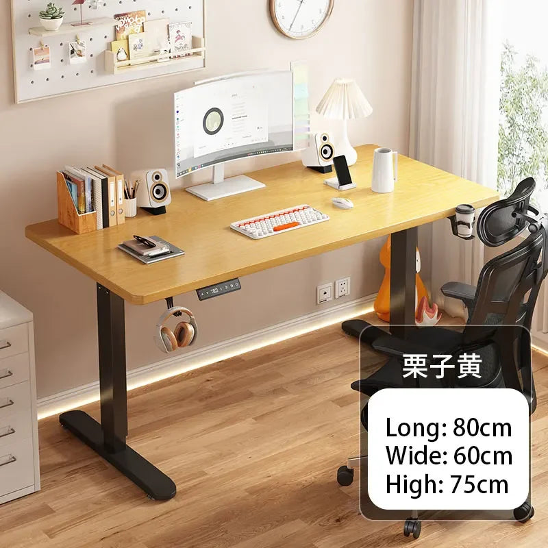 Electric Height Adjustment Computer Desks Solid Wood Computer Table  Adjustable Lift Esports Desk Home Learning Office Table