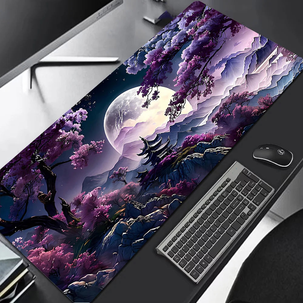 Sakura Scenery Mouse Pad Large Anti-Slip Rubber Gaming MousePad Durable Desk Pad Thick Seam Edge Suitable for Office and Gaming