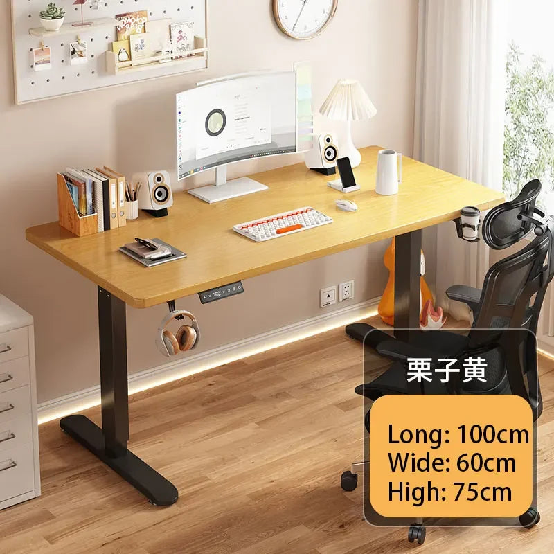 Electric Height Adjustment Computer Desks Solid Wood Computer Table  Adjustable Lift Esports Desk Home Learning Office Table