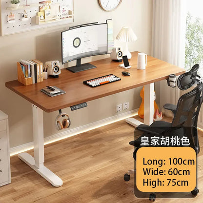 Electric Height Adjustment Computer Desks Solid Wood Computer Table  Adjustable Lift Esports Desk Home Learning Office Table