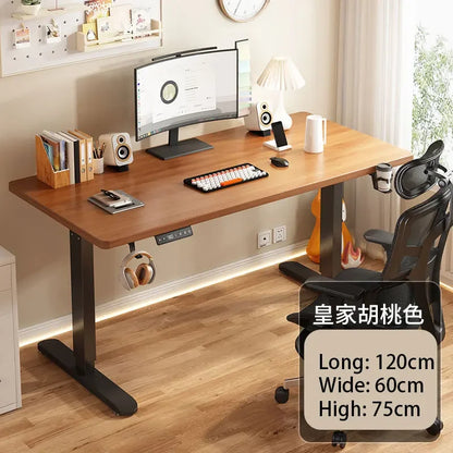 Electric Height Adjustment Computer Desks Solid Wood Computer Table  Adjustable Lift Esports Desk Home Learning Office Table