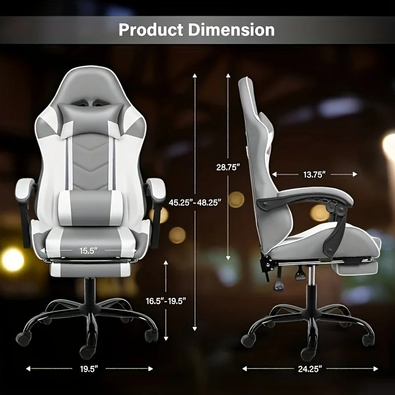 Simple Deluxe Gaming Chair With Footrest, Big And Tall Gamer Chair, Racing Style Adjustable Swivel Office Chair