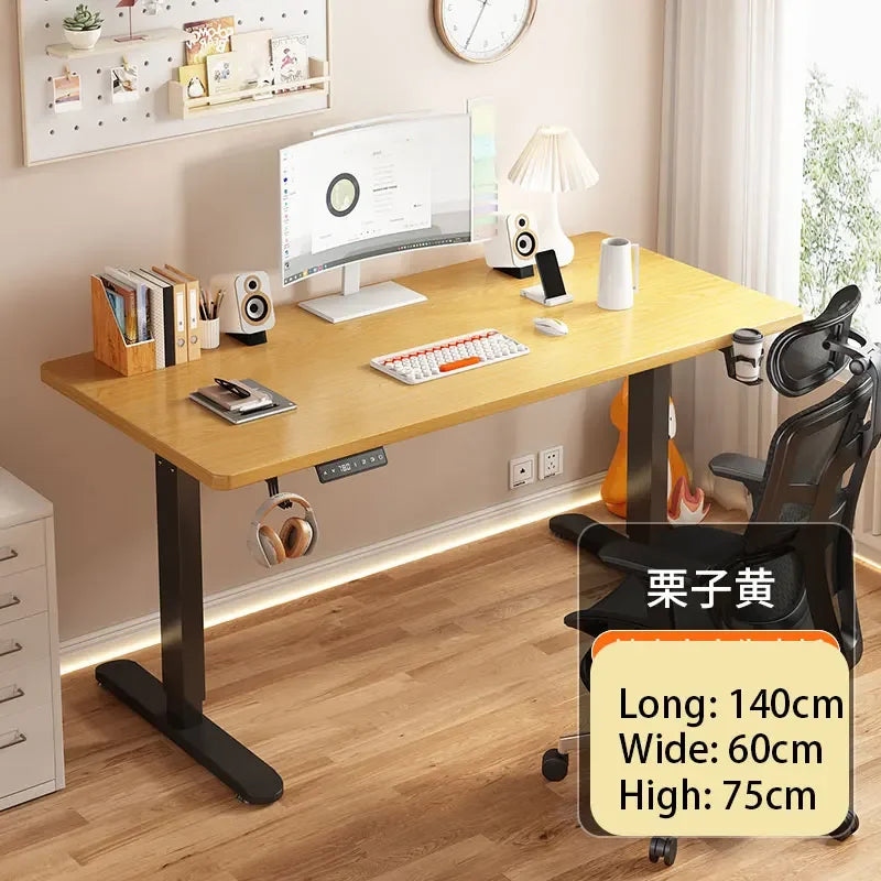 Electric Height Adjustment Computer Desks Solid Wood Computer Table  Adjustable Lift Esports Desk Home Learning Office Table