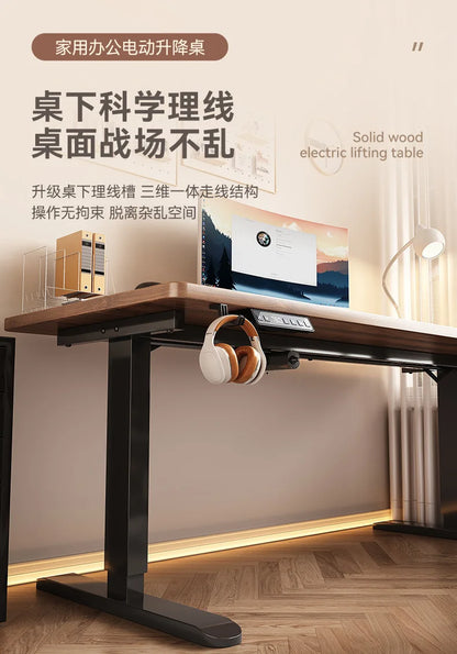 Electric Height Adjustment Computer Desks Solid Wood Computer Table  Adjustable Lift Esports Desk Home Learning Office Table