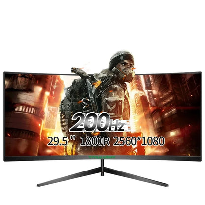 New 30 inch 2K 200Hz Curved Gaming Monitor 21:9 2560x1080 Ultra Wide Ultra Slim screen FREESYNC VESA Metal Black