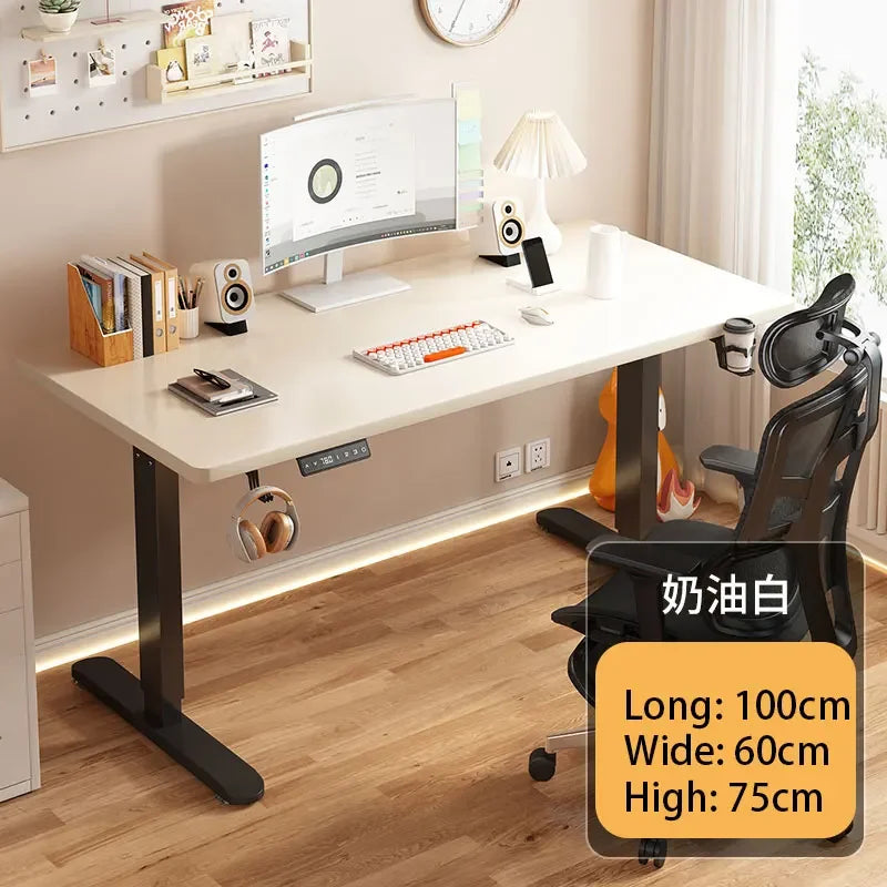 Electric Height Adjustment Computer Desks Solid Wood Computer Table  Adjustable Lift Esports Desk Home Learning Office Table