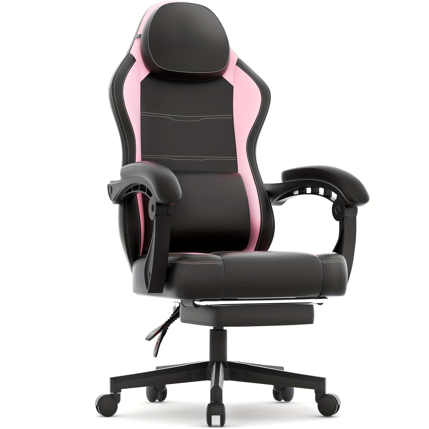 Gaming Chair With Pocket Spring Cushion, Ergonomic Game Chair With Massage Lumbar Support And Footrest For Adults