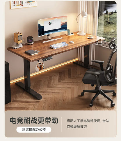 Electric Height Adjustment Computer Desks Solid Wood Computer Table  Adjustable Lift Esports Desk Home Learning Office Table