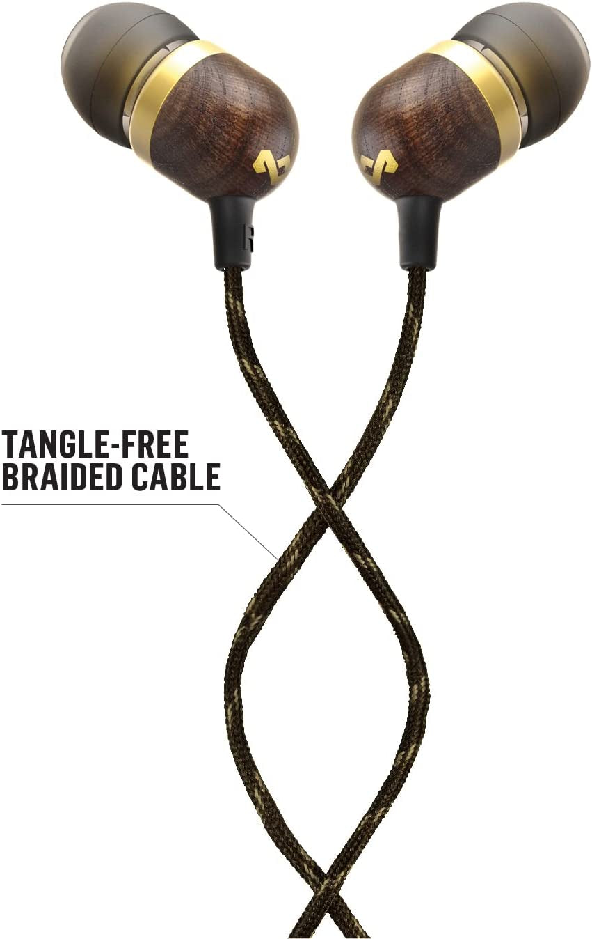 Smile Jamaica Wired: Wired Earphones with Microphone, Noise Isolating Design, and Sustainable Materials, Brass